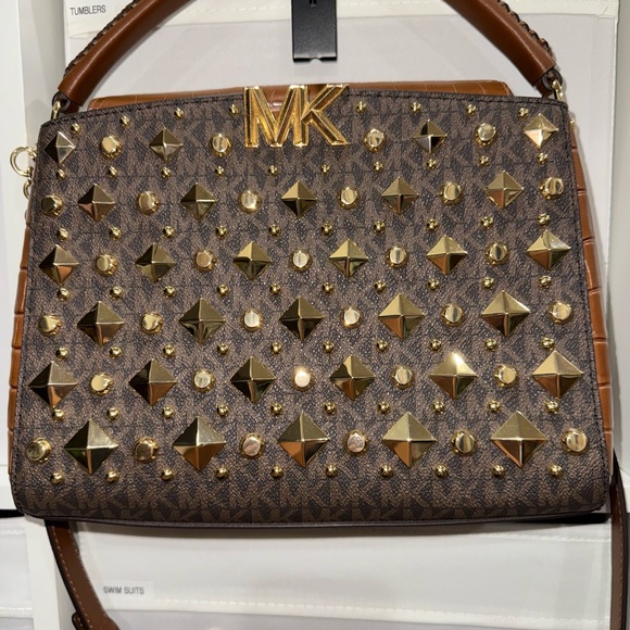 Michael Kors Karlie Studded Medium Satchel - Picture 3 of 16